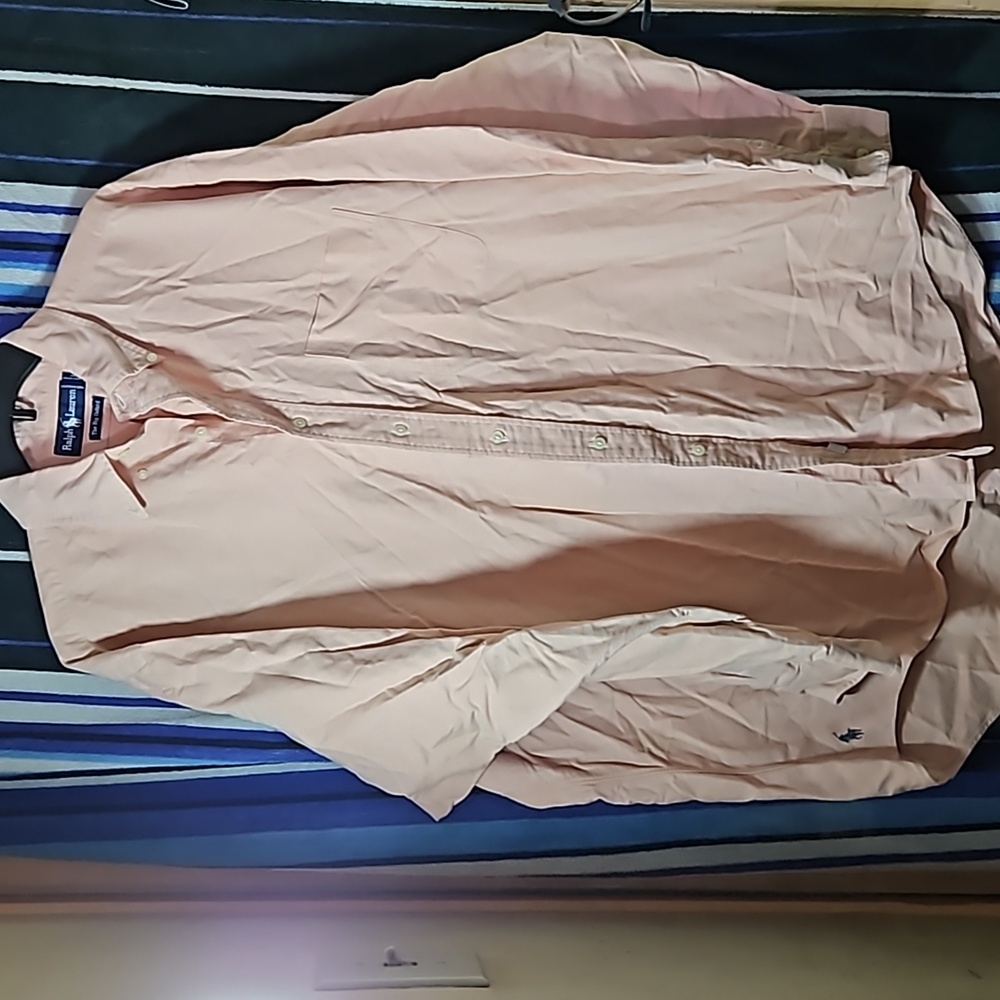 Ralph Lauren Solid Pink Large Button Up Dress Shi… - image 1